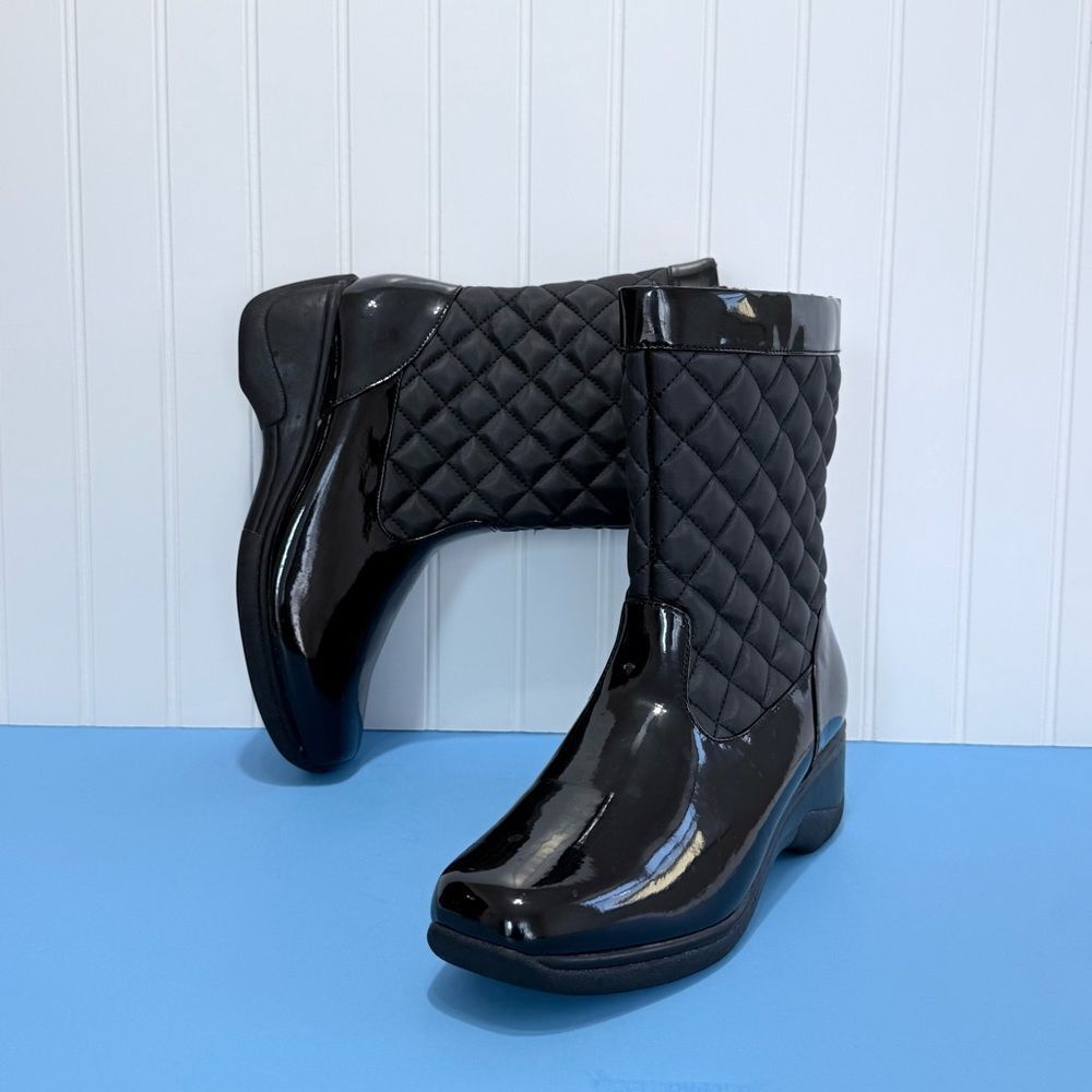Bass Glacier Women's Black Quilted Calf Height Zipper Boots Size 9M